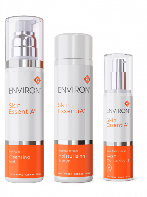 Pack Environ Skin EssentiA con limpiador, tónico e hidratante y diadema de regalo
