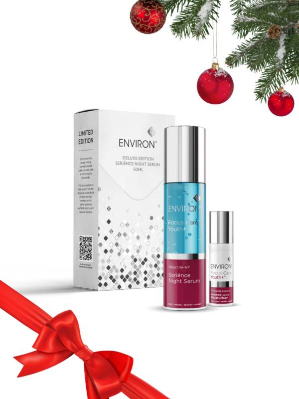 Estuche de Navidad 2026 SeriÉnce Night Serum de Environ con producto de regalo